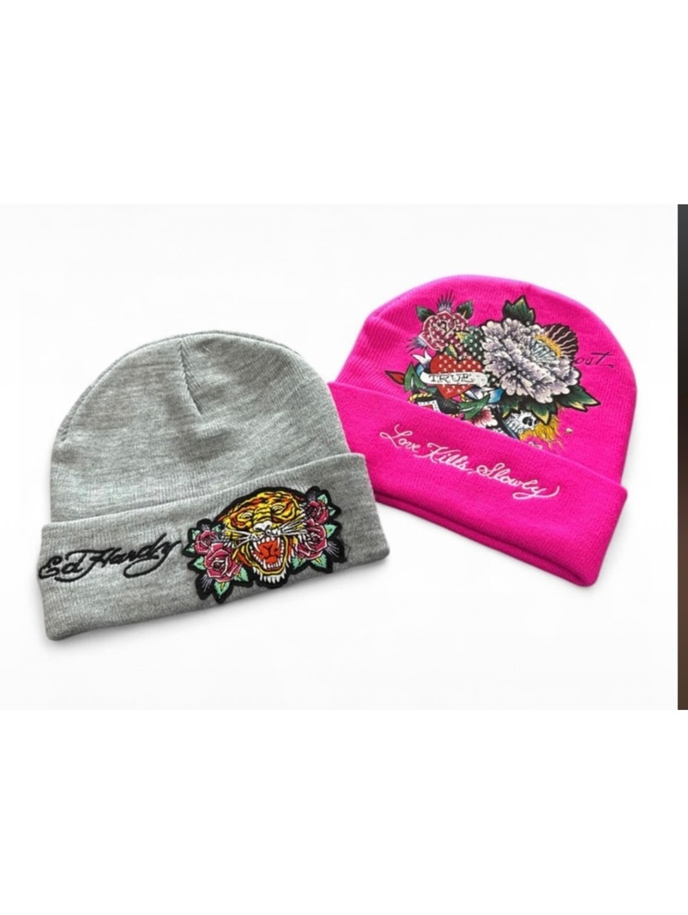 (2) Ed Hardy Bernie Hats